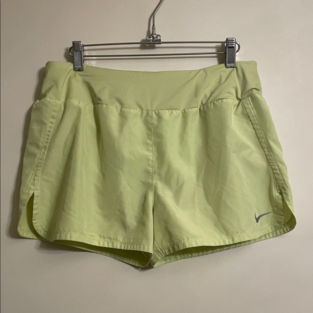 Nike Women's Lime Green Athletic Shorts with Swoosh